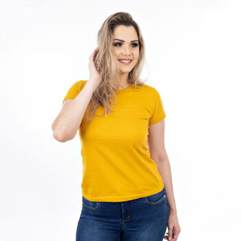 Imagem do produto Camiseta Feminina 100% Algodão - Amarela