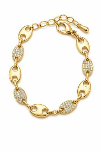 Imagem de Pulseira Elos Cravejados Dourada