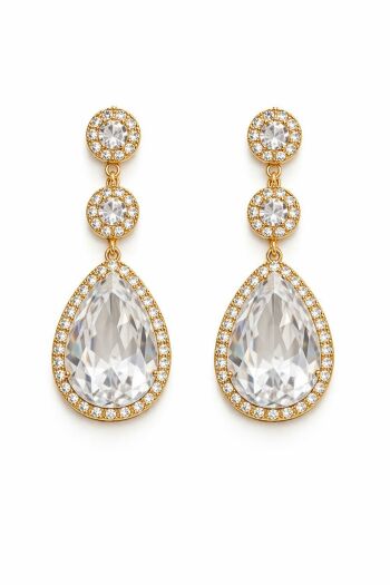 Imagem de Brinco Drop Crystal Dourado