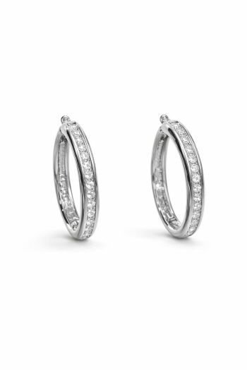 Imagem de Brinco Argola Tam. Médio Prata Cravejada