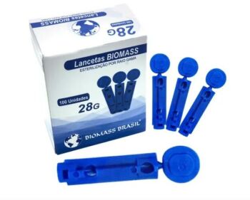 Imagem do produto LANCETA SIMPLES 28G AZUL CX C/100 UN BIOMASS