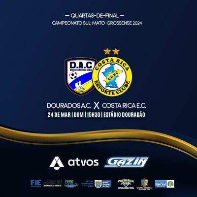 Imagem da notícia Costa Rica Esporte Clube busca vaga nas semi-finais do Campeonato Estadual Sul-Mato-Grossense 2024