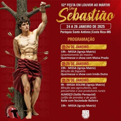 Imagem da notícia Começa nesta sexta (24) a Festa de São Sebastião em Costa Rica