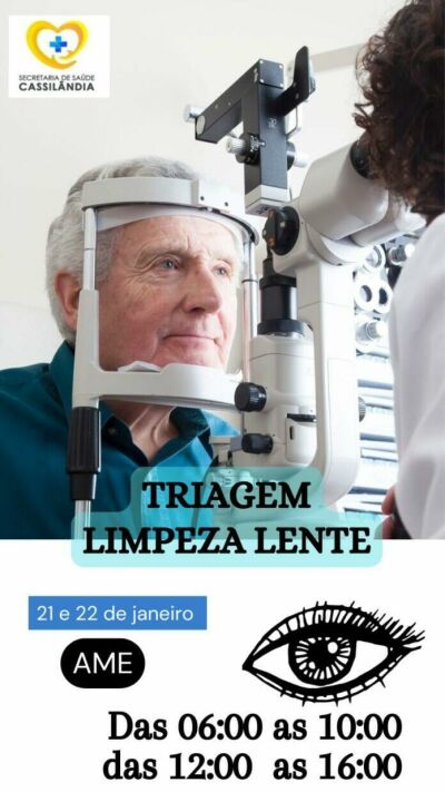 Imagem da notícia Cassilândia faz cadastro para limpeza de lentes e manutenção pós-cirurgia de catarata