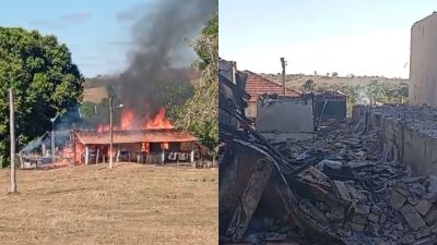 Imagem da notícia Incêndio destrói casa de casal em fazenda; família de Costa Rica precisa de ajuda para reconstruir