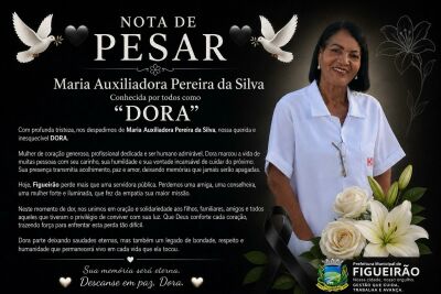Imagem da notícia Prefeitura de Figueirão decreta luto oficial pela morte de Dora, técnica em enfermagem da rede municipal