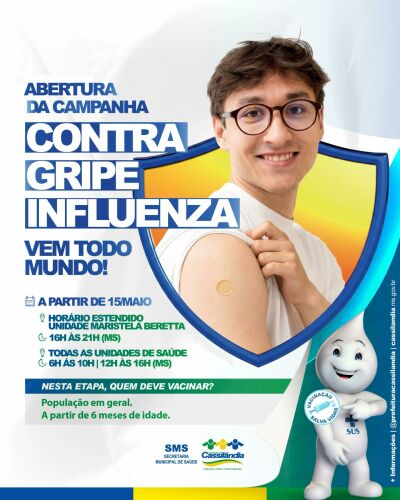 Imagem da notícia Cassilândia libera vacinação contra gripe para toda a população acima de 6 meses