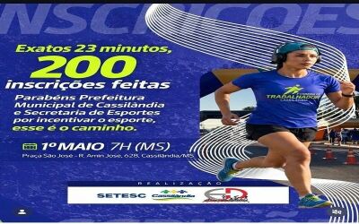 Imagem da notícia Corrida do Trabalhador atinge 200 inscritos em 23 minutos em Cassilândia