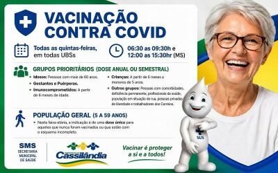 Imagem da notícia Cassilândia mantém vacinação contra Covid-19 todas as quintas-feiras nas UBSs do município