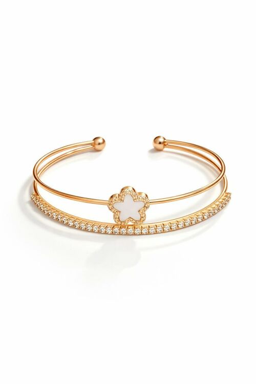 Imagem de Pulseira Cravejada Dourada e Branca