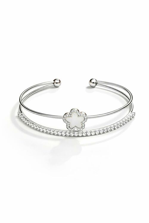 Imagem de Pulseira Cravejada Prata e Branca