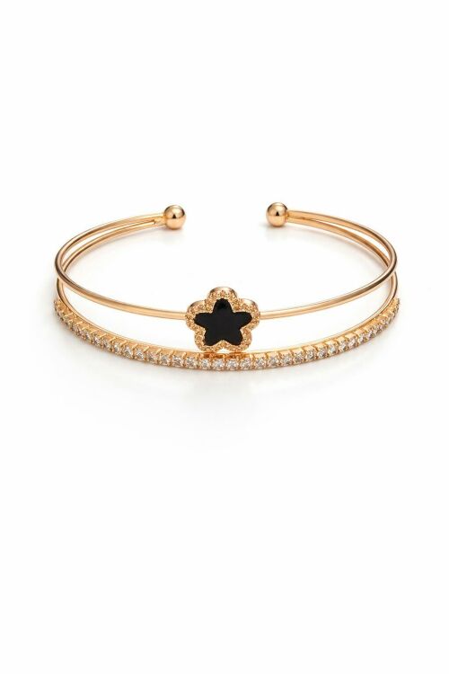 Imagem de Pulseira Cravejada Dourada e Preta