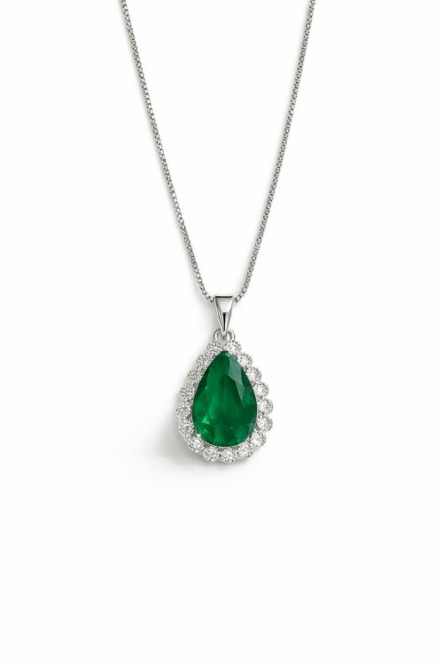 Imagem de Colar Prateado Gota Verde