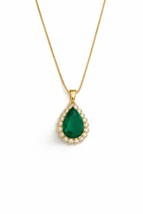 Imagem de Colar Dourado Gota Verde