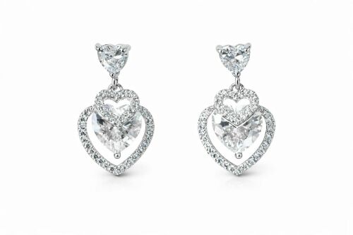 Imagem de Brinco Coração Vazado Prateado