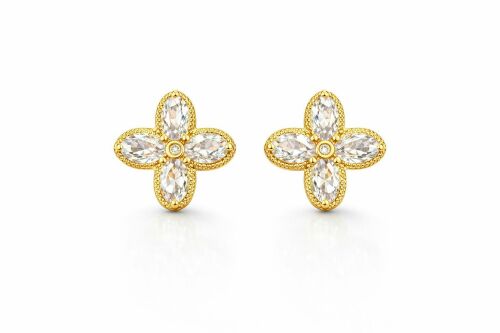 Imagem de Brinco Clips Trevo Crystal Dourado