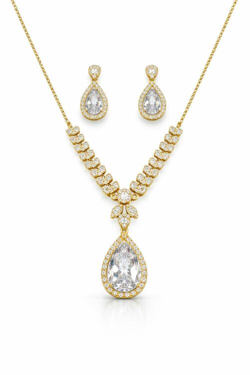 Imagem de Conjunto Colar + Brinco Dourado