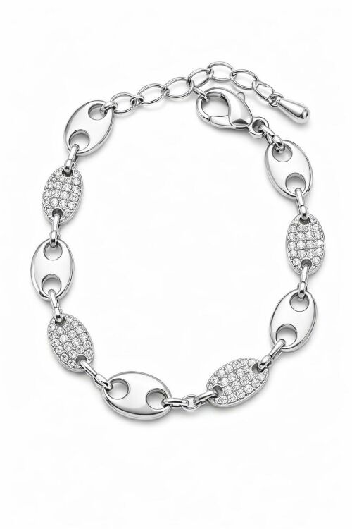 Imagem de Pulseira Elos Cravejados Prata