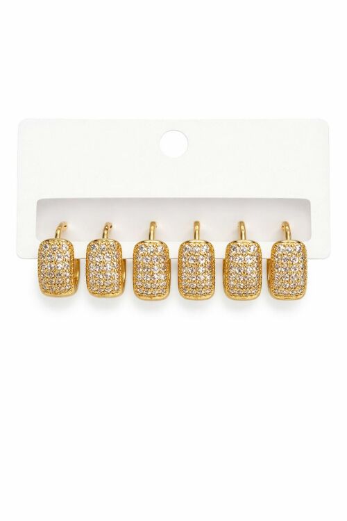 Imagem de Cartela 3 Pares de Argolas Cravejadas Douradas