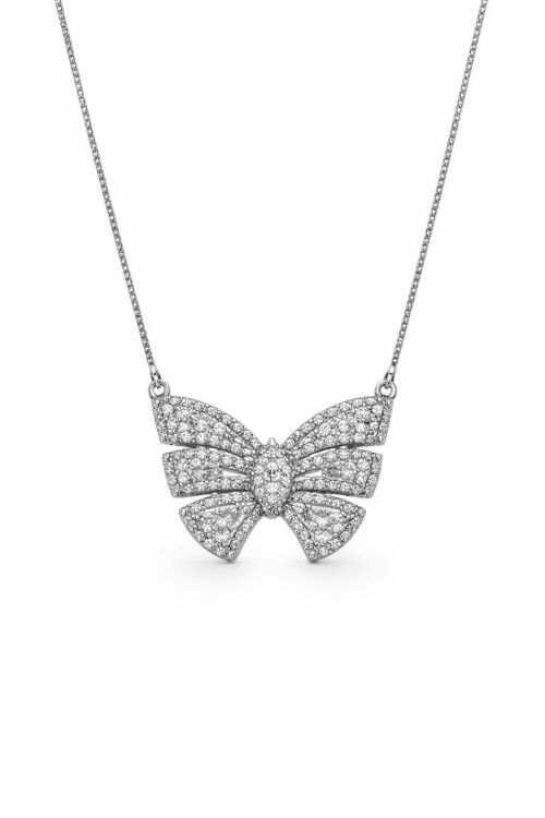 Imagem de Colar Borboleta Cravejada Prateada