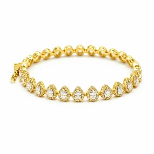 Imagem de Pulseira Gotas Cravejada Dourada