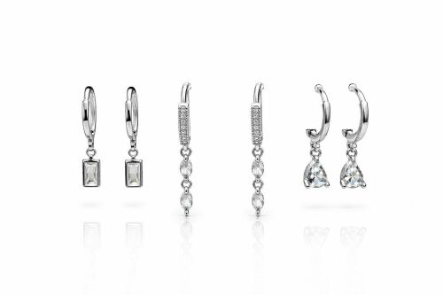 Imagem de Conjunto de 3 brincos Pequenos Prateados