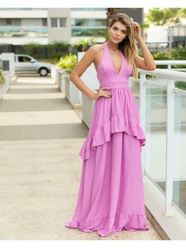 Imagem de Vestido Crepe Longo Rosa marca Cloude