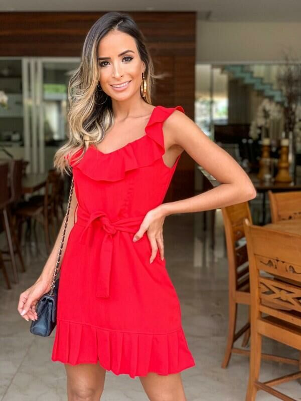 Imagem de Vestido Crepe Eunice Vermelho - Únicas