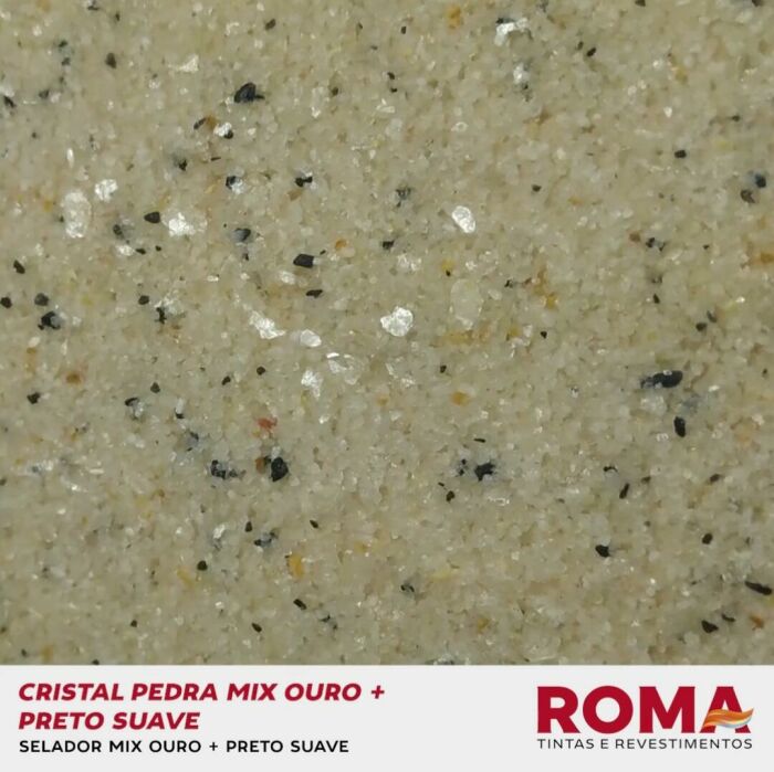 Imagem de REVESTIMENTO CRISTAL PEDRA NATURAL MIX OURO + PRETO SUAVE 23 KG - ROMA