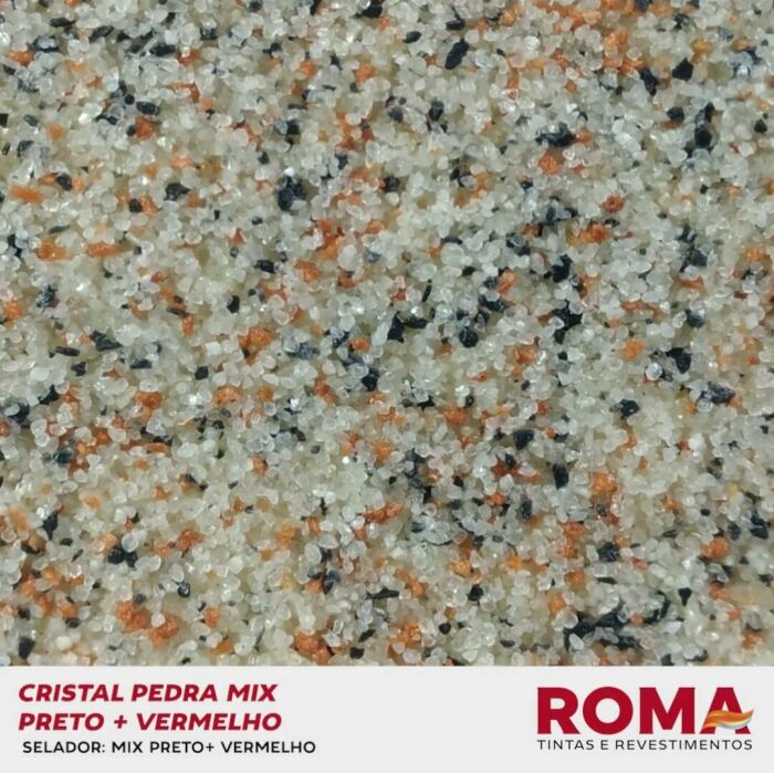 Imagem de REVESTIMENTO CRISTAL PEDRA NATURAL PRETO + VERMELHO 23 KG - ROMA