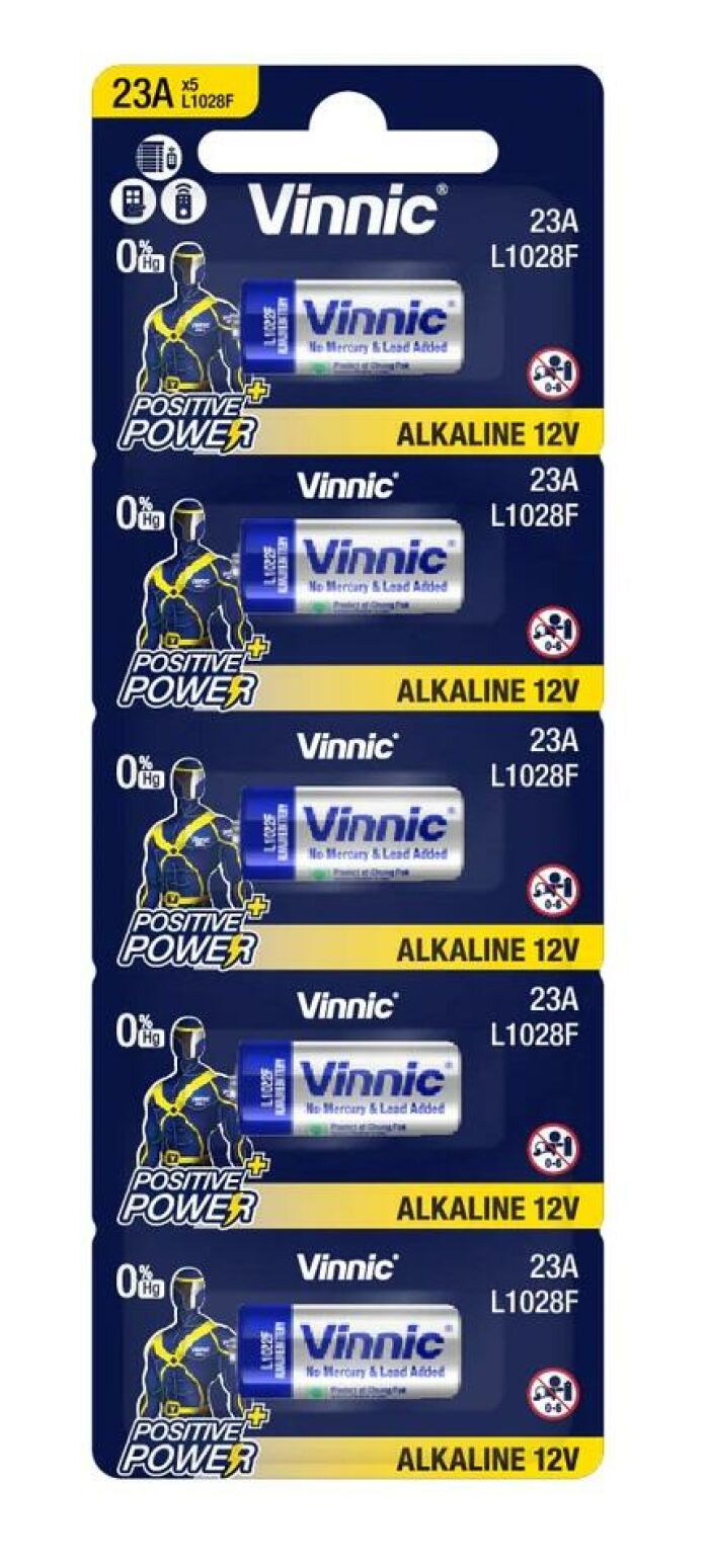 Imagem de Bateria 23A - 12V Alcalina - Vinnic (Cartela com 5 unidades)