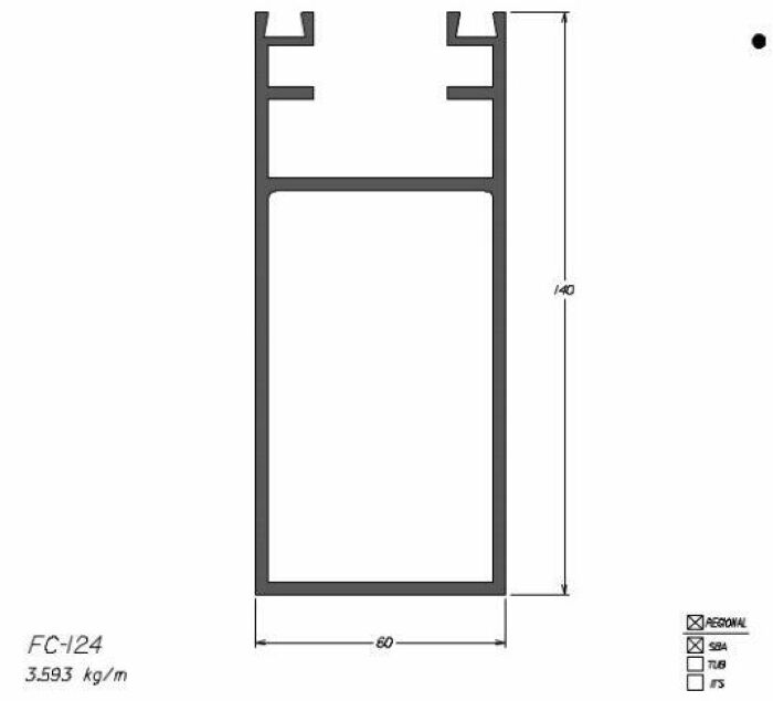 Imagem de FC-124 21,55 KG BARRA 6,00 ML FACHADA CORTINA