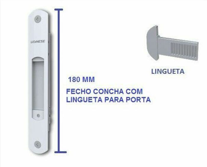 Imagem de CON-7811-A- Fecho concha 180 mm para porta com lingueta Udinese.