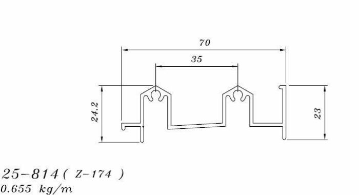 Imagem de 25-814 3,93 kg por barra 6,00 ml linha 25 esquadria de aluminio