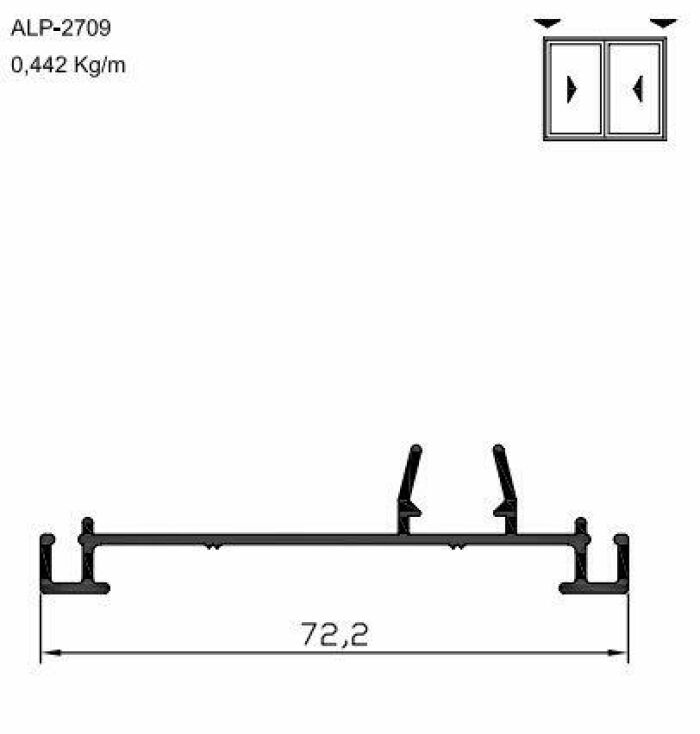 Imagem de ALP-2709 2,65 KG POR BARRA 6,00 LINHA SP-20 ESQUADRIA DE ALUMINIO