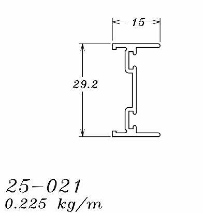 Imagem de 25-021 1.35 KG POR BARRA 6,00 ML LINHA 25 ESQUADRIA DE ALUMINIO