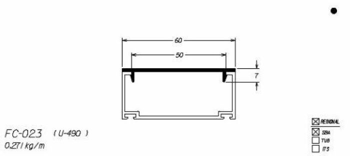Imagem de FC-023 1,62 KG BARRA 6,00 ML FACHADA CORTINA
