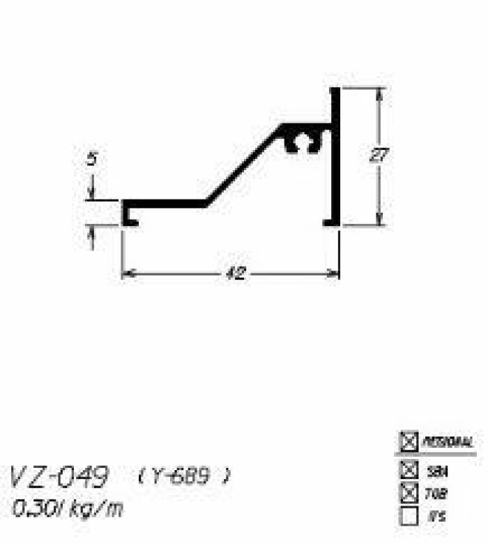Imagem de VZ-049 1,80 KG BARRA 6,00 ML ESQUADRIA DE ALUMINIO