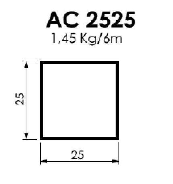 Imagem de AC-2525(TQ-023) TUBO QUADRADO 25 X 25 MM -1,45 KG BARRA 6,00 ML