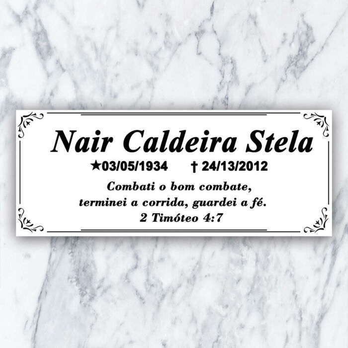 Imagem de Porcelana Retangular 25x10 - 1 ou 2 nomes - (fundo branco)