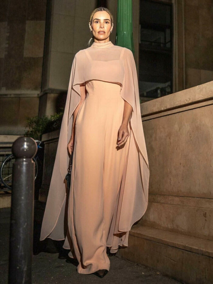 Imagem de Macacão Capa Chiffon Sobreposição Salmão Luzia Fazzolli