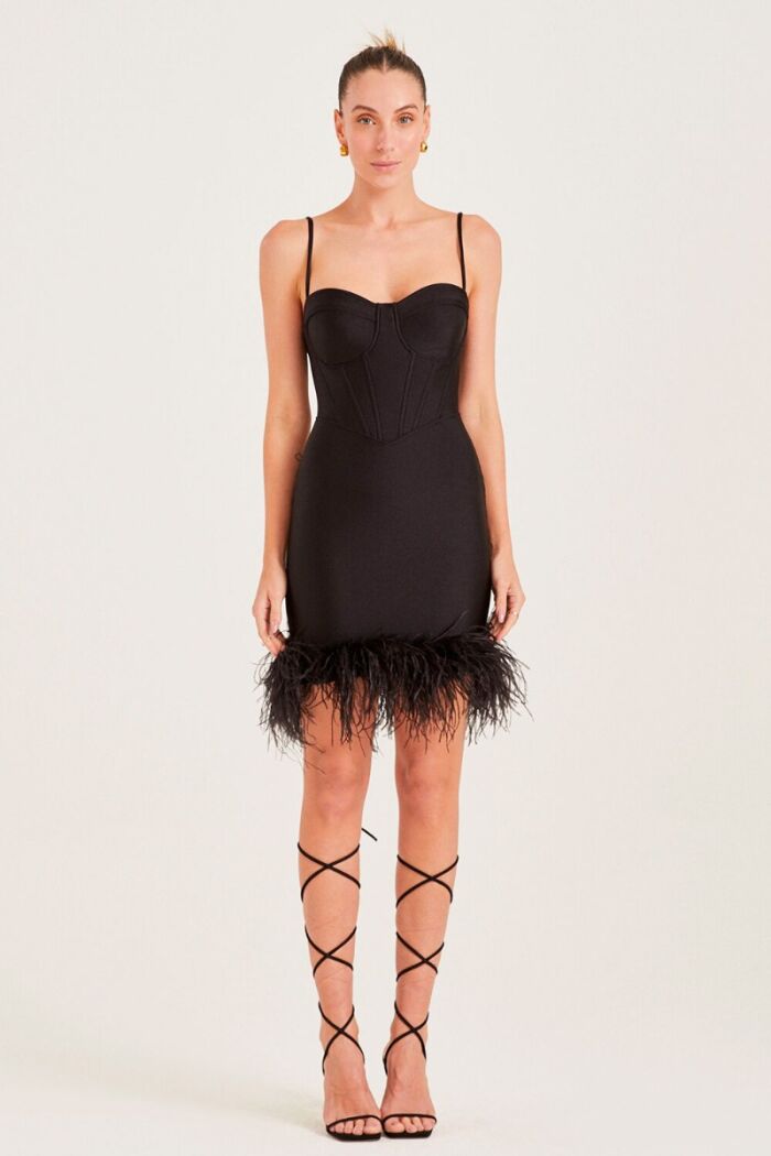 Imagem de Vestido Sculpt Midi Com Plumas Zen