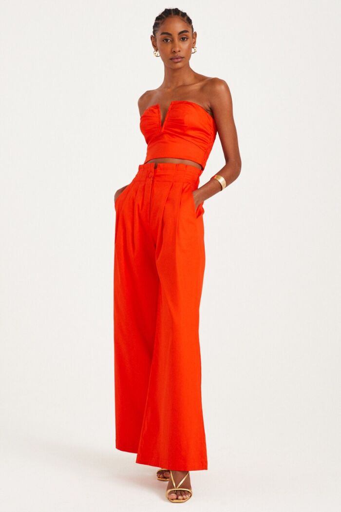 Imagem de Calça Alfaiataria Com Pregas No Cós Laranja Zen