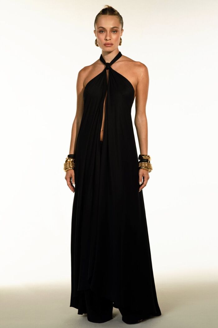 Imagem de Vestido Frente Única Com Abertura Preto Zen