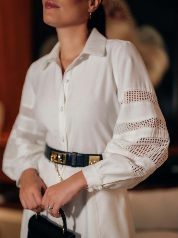 Imagem de Vestido Chemise Alfaiataria e Tela Luzia Fazzolli