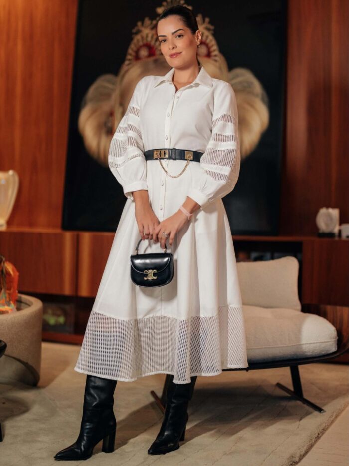 Imagem de Vestido Chemise Alfaiataria e Tela Luzia Fazzolli