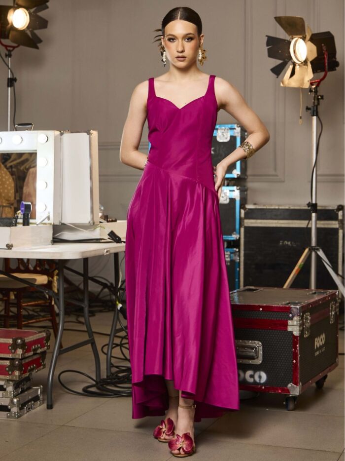 Imagem de Vestido Tafetá Com Pregas Luzia Fazzolli