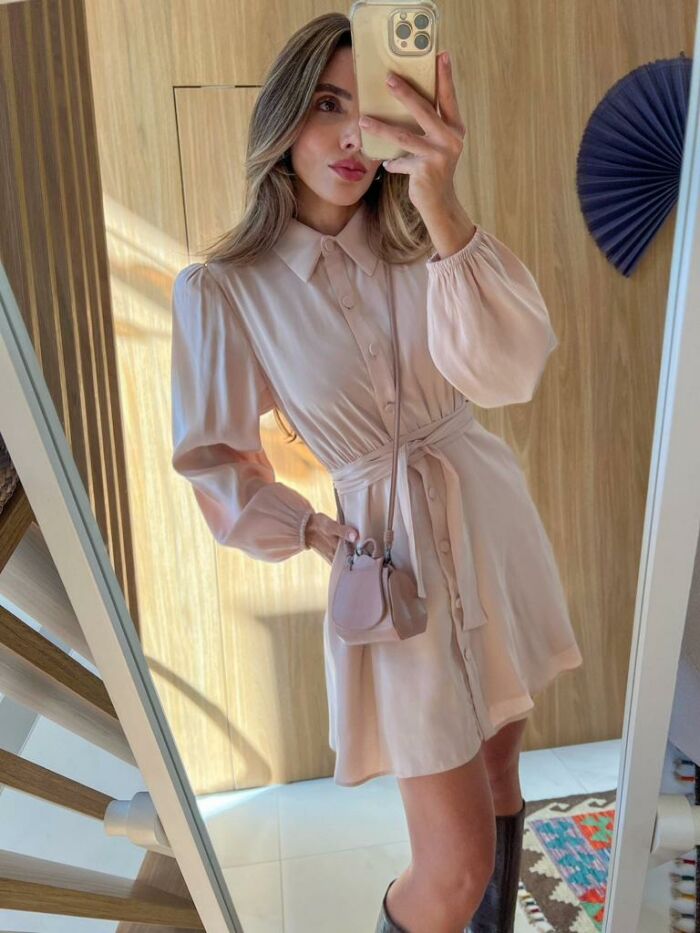 Imagem de Vestido Bege Faixa Olívia