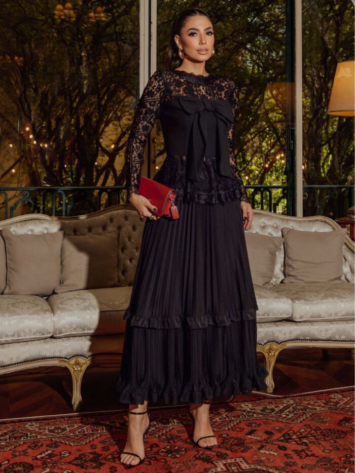 Imagem de Saia Longa Chiffon Plissada Luzia Fazzolli