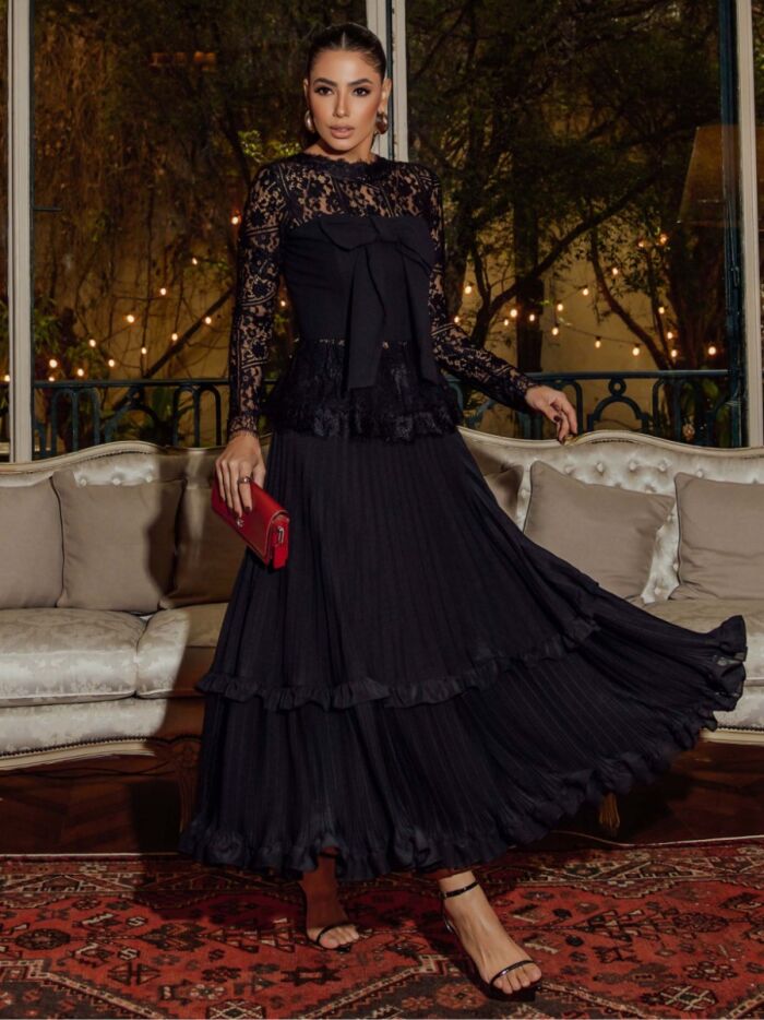 Imagem de Saia Longa Chiffon Plissada Luzia Fazzolli